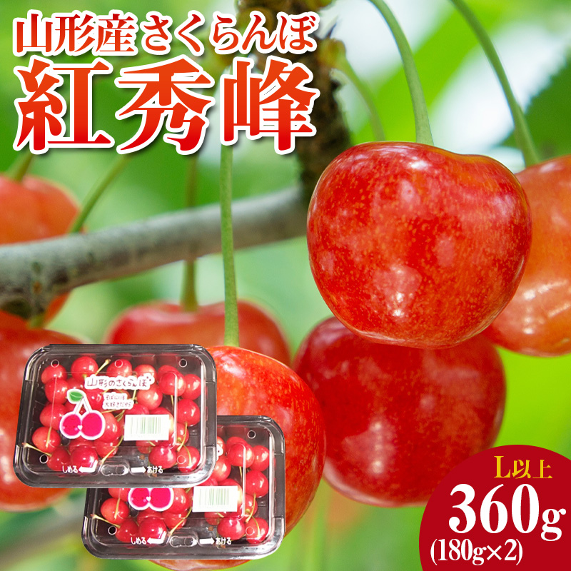 山形産 さくらんぼ 紅秀峰 L以上 約360g(180g×2パック) 【令和8