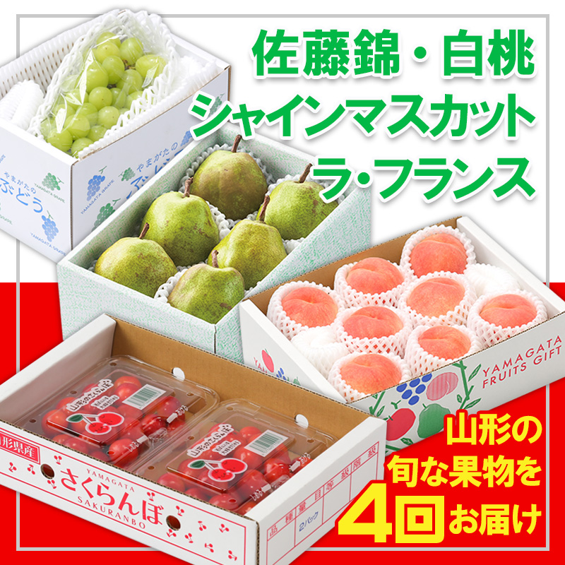 【定期便4回】☆フルーツ王国山形☆『佐藤錦、白桃、シャ