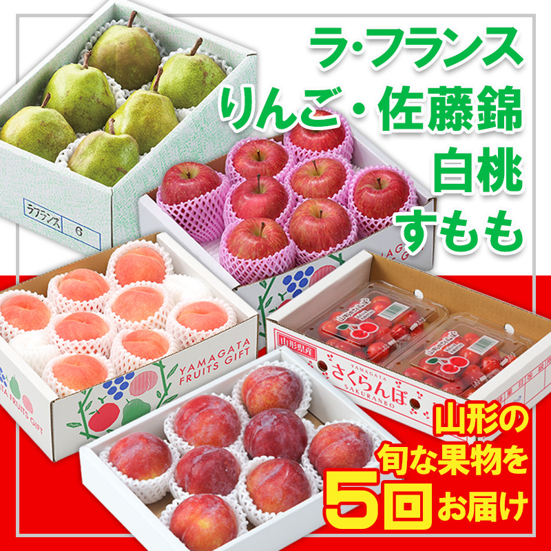 【定期便5回】☆フルーツ王国山形☆『佐藤錦、白桃、すも