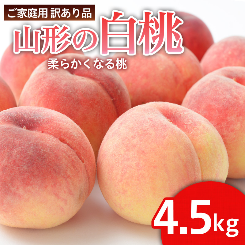 【ご家庭用訳あり品】山形の白桃(やわらかくなる桃) 4 .5kg