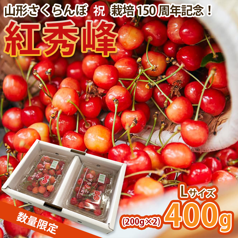 山形さくらんぼ (祝)栽培150周年記念！紅秀峰400g(200g×2パッ