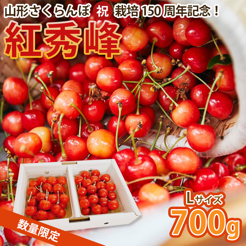 山形さくらんぼ (祝)栽培150周年記念！紅秀峰 700g L玉 数量限