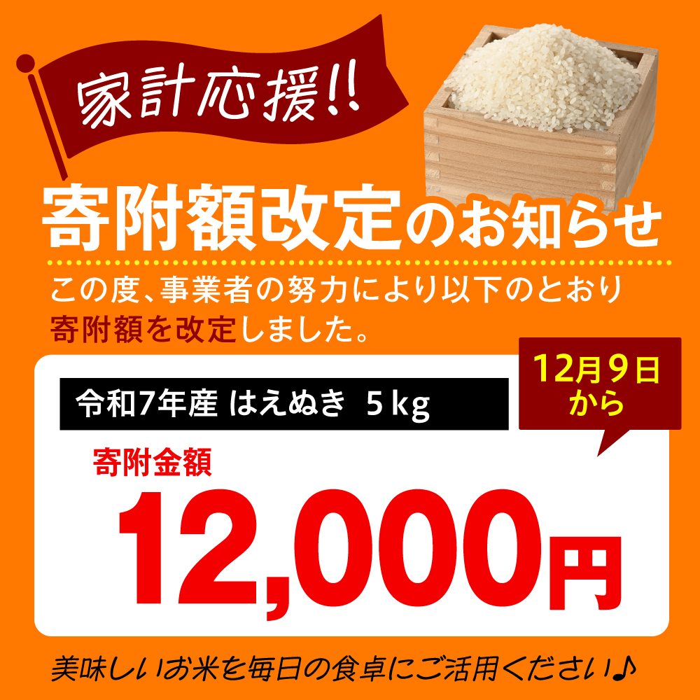 令和7年産 新米 はえぬき 5kg（5kg×1袋）お米マイスター厳選米 2025年産