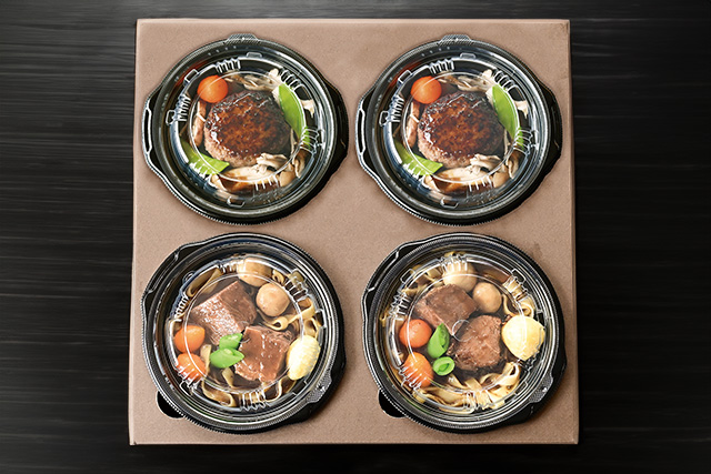 米沢牛 とろとろ ビーフシチュー & きのこ 和風 ハンバーグ セット 各2個 計4個 レンジ調理 温めるだけ