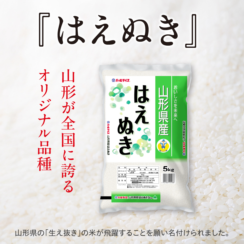 令和7年産 山形県産 はえぬき 無洗米 15kg ( 5kg × 3袋 ) 白米 2025年産 産地直送 山形県 米沢市