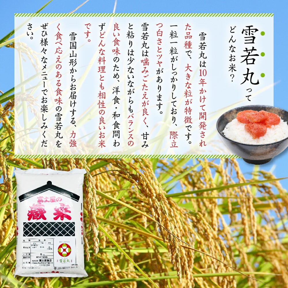 令和7年産  雪若丸 5kg（5kg×1袋）お米マイスター厳選米 2025年産