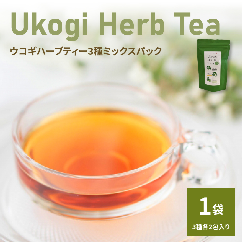 Ukogi Herb Tea ( ウコギハーブティー ) 3種 ミックスパック ウコギ100% カモミールブレンド ペパーミントブレンド 各2個 計6個入り ティーバッグ