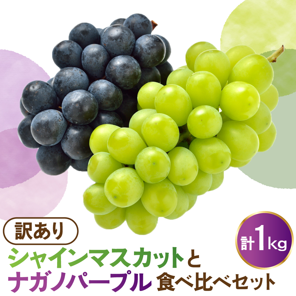 【先行予約】 令和8年産 訳あり シャインマスカット ナガノパープル 食べ比べ セット 1kg 2026年9月上旬頃～お届け予定