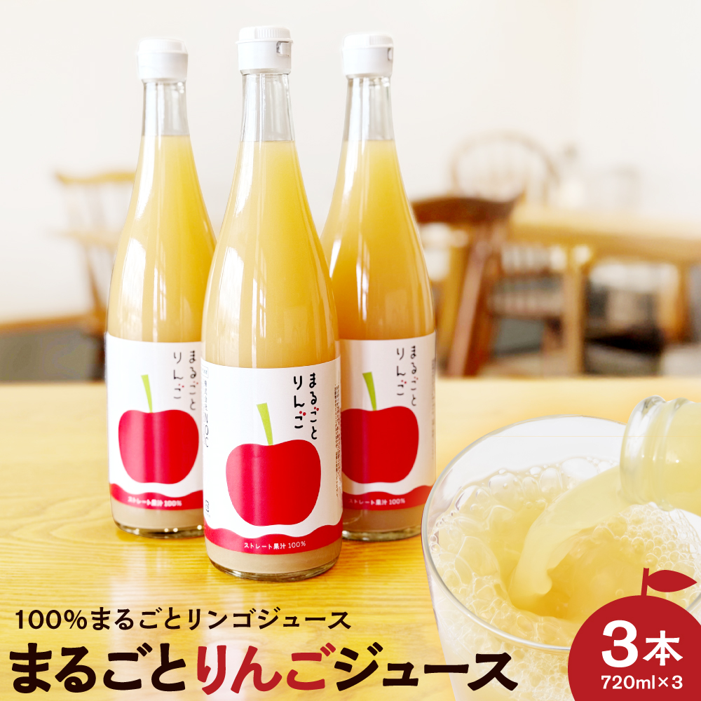 果汁 100% まるごと りんご ジュース 720ml 3本セット