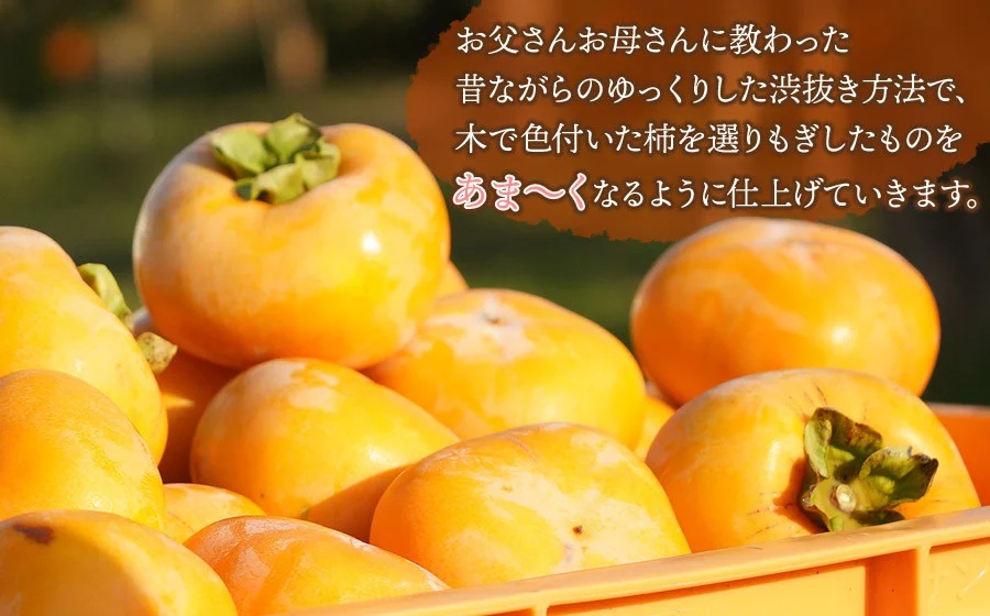 【令和8年産先行予約】にこにこふぁーむのあまーい種無し庄内柿　ホワイトリカー35度で渋抜き済　M～Lサイズ 約3kg（12～18個入）K-832