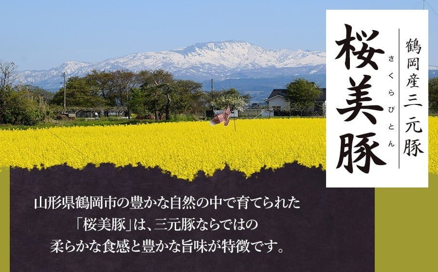 鶴岡産三元豚「桜美豚」ロース ブロック 約4kg　K-7159　豚肉　長南牛肉店