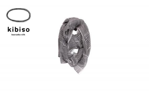 シルクストール「切手シート」白×黒　kibiso　鶴岡シルク(株)　E25-803