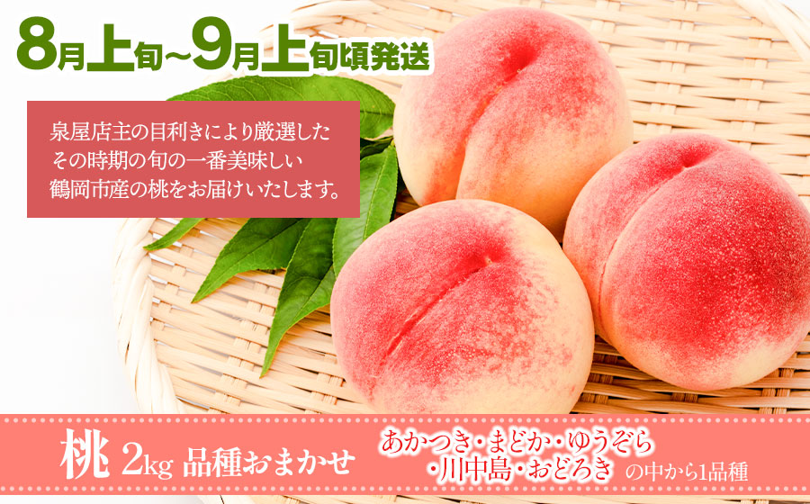 【令和8年産先行予約】【3回お届け】鶴岡産果物定期便　庄内砂丘メロン（赤肉・青肉各1玉）＆ 桃 約2kg ＆ ラ・フランス 約3kg　泉屋商店
