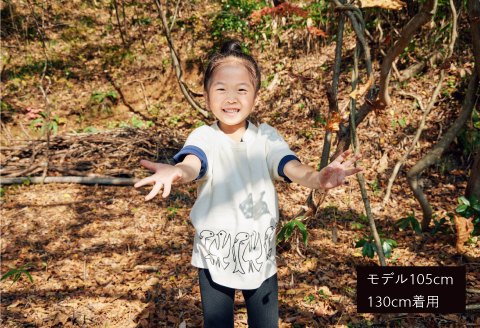 Spiber × 荒井良二　キッズTシャツ　"たびのうま"（みるく) 110cm