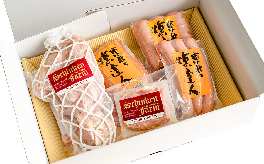 東北ハム　燻製の４種とシンケンファーム2種セット　K-860 | ベーコン ポークフランク 合鴨スモーク パテ・ド・カンパーニュ アイスバイン 燻製 肉 加工品 詰め合わせ セット ギフト 贈り物 贈答用 冷蔵 山形県 鶴岡市 返礼品