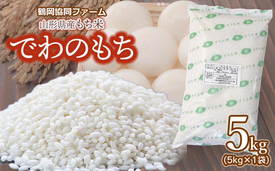 令和6年産 山形県産もち米「でわのもち」5kg（5kg×1袋） 鶴岡協同ファーム