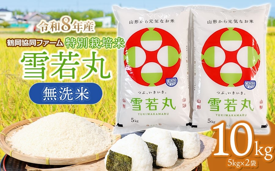 【令和8年産先行予約】 特別栽培米雪若丸 無洗米 10kg (5kg×2袋) 山形県鶴岡産　鶴岡協同ファーム