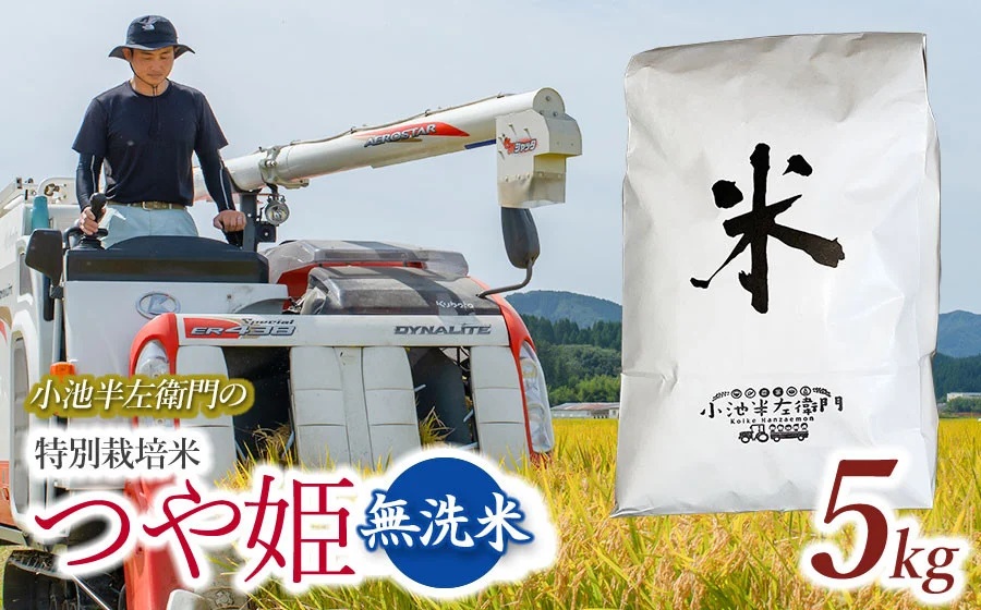 数量限定 【令和7年産】【新米】 山形県庄内産 小池半左衛門のお米 特別栽培米 つや姫 無洗米 5kg (5kg×1袋)