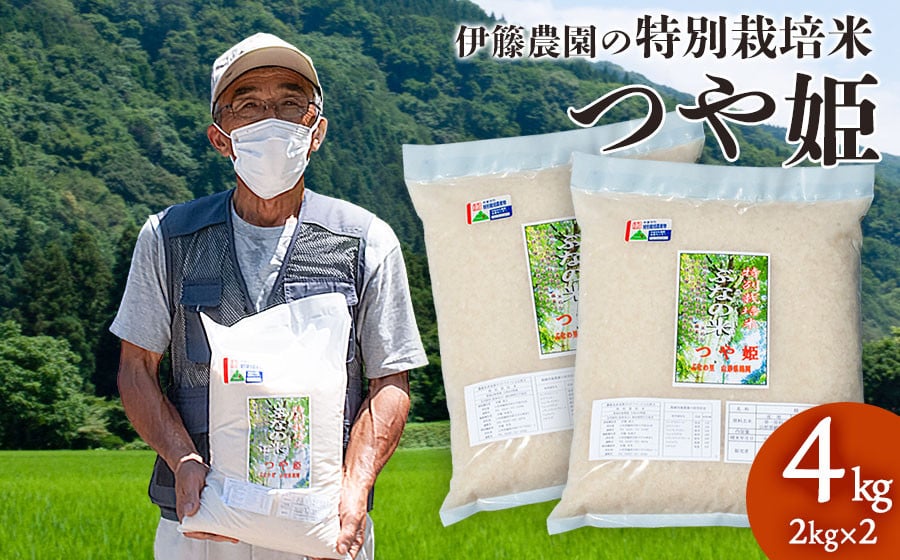 【令和7年産】特別栽培米 つや姫 4kg（2kg×2袋） 山形県 鶴岡市 伊藤農園（伊藤嘉吉）