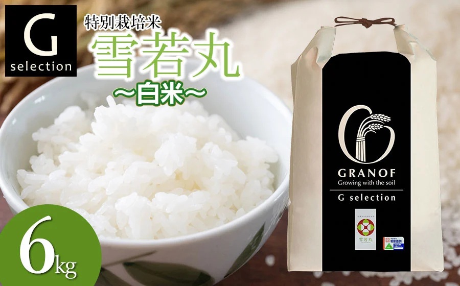 【令和7年産先行予約】 特別栽培米 Gセレクション 雪若丸 白米 6kg(6kg×1袋) 山形県鶴岡市産　株式会社グラノフ