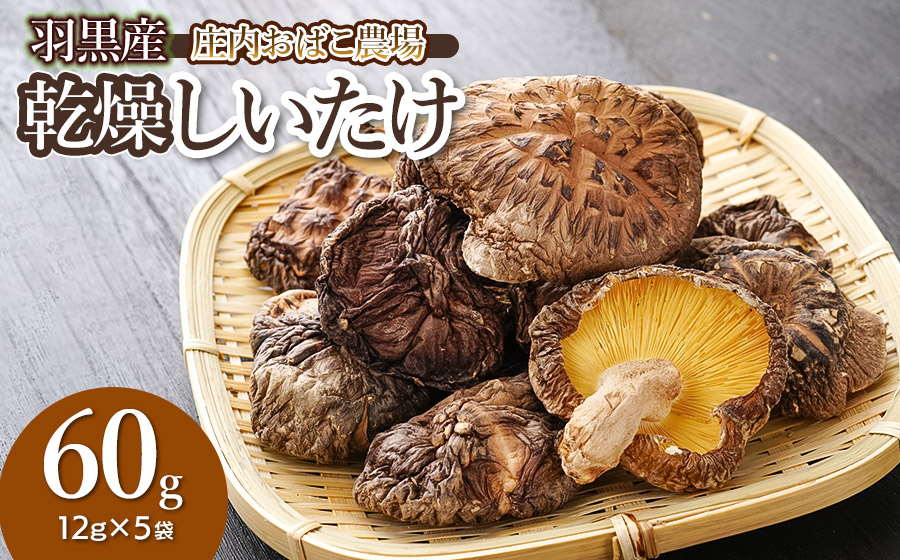 羽黒産 乾燥しいたけ 60g(12g×5)　山形県鶴岡市 農事組合法人 庄内おばこ農場 K-710