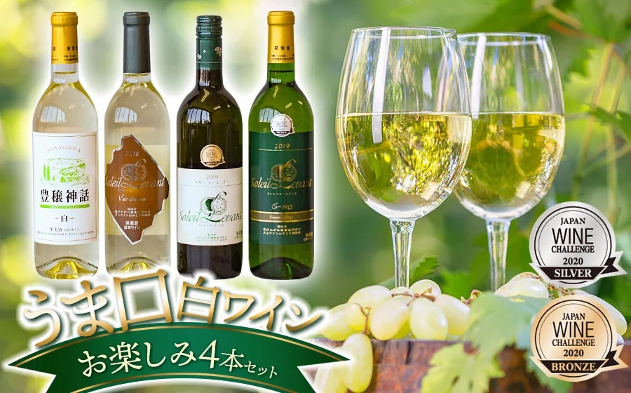 うま口白ワイン　お楽しみ4本セット（ソレイユルバン　甲州シュールリー　他）750ml×1本　720ml×3本　K18-778
