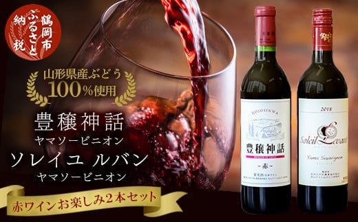 赤ワイン　飲み比べ2本セット　ソレイユルバン・ヤマソービニオン750ml＆豊穣神話・ヤマソービニオン720ml　K21-744