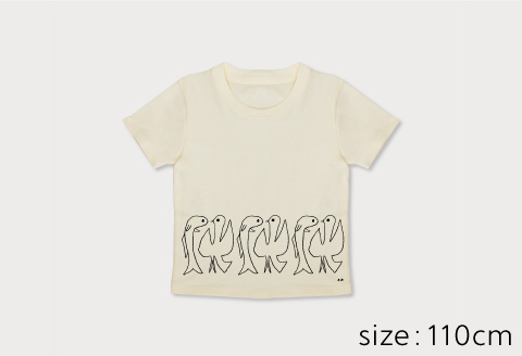 Spiber × 荒井良二　キッズTシャツ　"とりとさかな"（みるく) 110cm