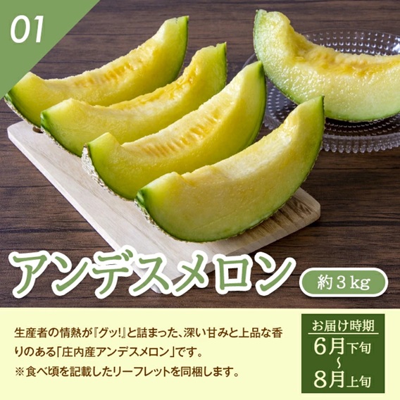 SF0319　【4回定期便】とれたて！フルーツ頒布会2026 (アンデスメロン、和梨、庄内柿、ラ・フランス)