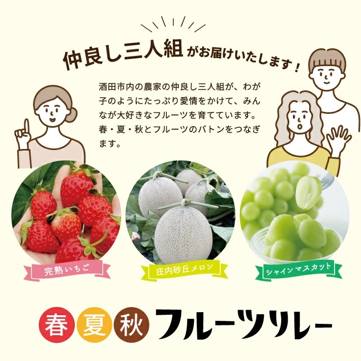 SE0520　【3回定期便】春・夏・秋 フルーツリレー2026 (イチゴ・アンデスメロン・シャインマスカット)