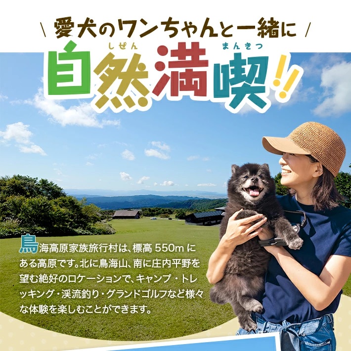 SE0295　鳥海高原家族旅行村 ワンちゃんと一緒にケビン宿泊券 1枚　(1泊/最大4名様+ワンちゃん1匹)