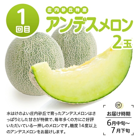 SG0108　【4回定期便】酒田のおいしい夏秋果物セット2026 (アンデスメロン、小玉すいか、刈屋梨、庄内柿)