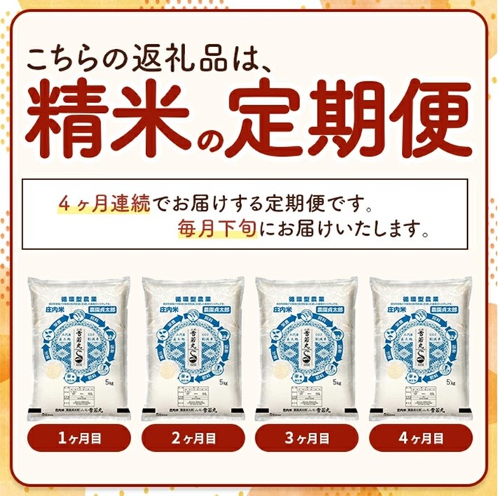 SI0055　【4回定期便】令和7年産 ［精米］雪若丸　5kg×4回(計20kg)