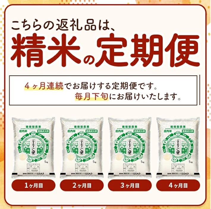 SI0057　【4回定期便】令和7年産 ［精米］はえぬき　5kg×4回(計20kg)