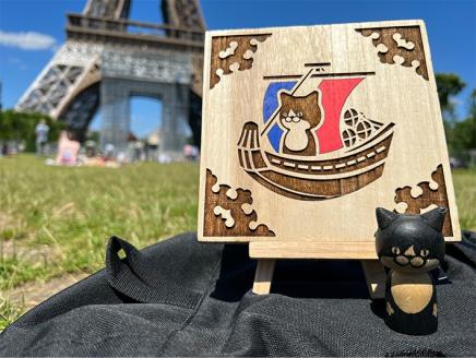 SB0443　ねこけしプレート（桐）1枚