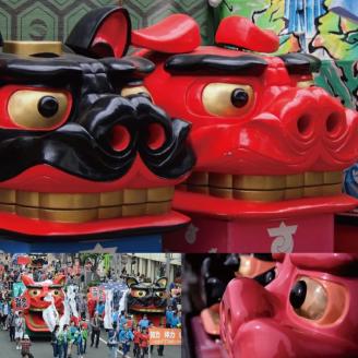 SZ0103　獅子頭コースター　2枚組(雄獅子・雌獅子 各1枚)