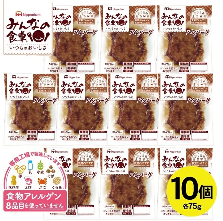 SA1995　東北日本ハム《みんなの食卓》 ハンバーグ　75g×10個