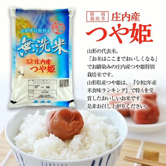 SG0102　【3回定期便】無洗米 特別栽培米つや姫　5kg×3回(計15kg) SA