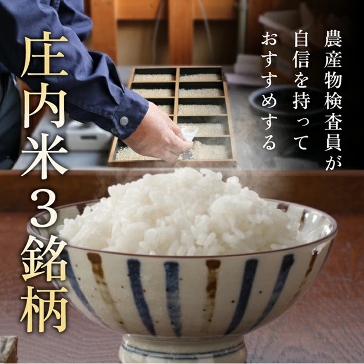 SF0339　【3回定期便】令和7年産［精米］庄内米3銘柄食べ比べ(はえぬき、雪若丸、つや姫(万田植物酵素・米糠醗酵肥料使用))　5kg×3回(計15kg)《農産物検査員おすすめの庄内米》 SY