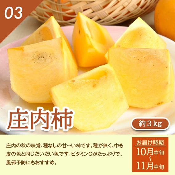 SF0319　【4回定期便】とれたて！フルーツ頒布会2026 (アンデスメロン、和梨、庄内柿、ラ・フランス)