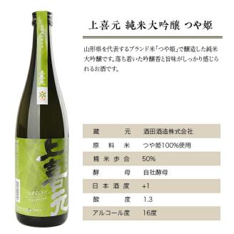 SC0298　上喜元 山形県内限定流通品 3種飲み比べセット　計3本(各720ml×1本)