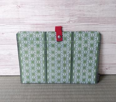 SA2745　【畳の縁で制作】バッグインバッグ　麻の葉(緑)