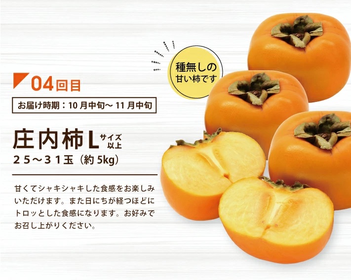 SF0302　【5回定期便】酒田の実り定期便2026 (小玉すいか、アンデスメロン、刈屋梨、庄内柿、ラ・フランス)