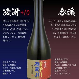 SB0648　楯野川 純米大吟醸 2種セット　計2本(各720ml×1本) 【凌冴+10、合流】［山形県内限定流通品］