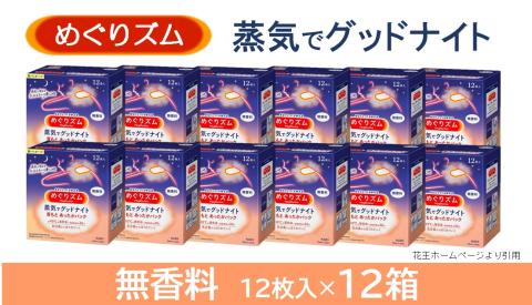 SF0222　めぐりズム 蒸気でグッドナイト　無香料　12枚入×12箱