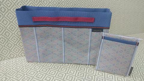 SA2736　【畳の縁で制作】バッグインバッグと名刺・カードケース　麻の葉(水色)