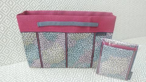 SA2737　【畳の縁で制作】バッグインバッグと名刺・カードケース　大菊(ピンク)