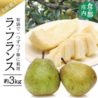 SA2579　有袋栽培 ラ・フランス　約3kg(7～10玉入) 化粧箱入