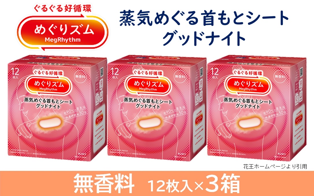 SA2204　めぐりズム 蒸気でグッドナイト【無香料】　36枚(12枚入×3箱)