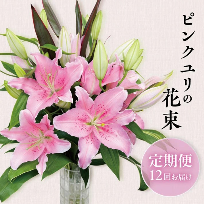 SBT0018　【12回定期便】ピンクユリの花束